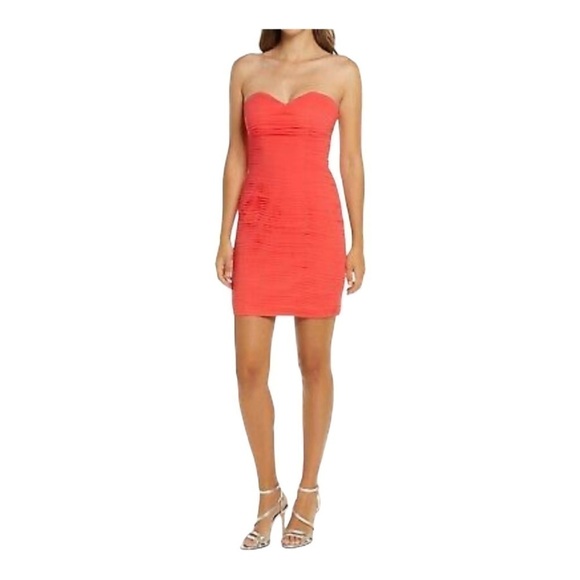 LAVISH Alice Coral Strapless Mini Dress Size 6 - Picture 1 of 4